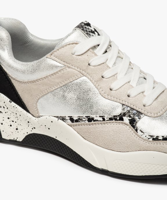 Baskets femme multimatières à détails métallisés vue6 - GEMO (SPORTSWR) - GEMO