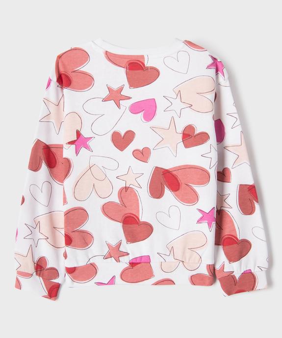 Sweat blousant en molleton doux imprimé fille vue3 - GEMO 4G FILLE - GEMO
