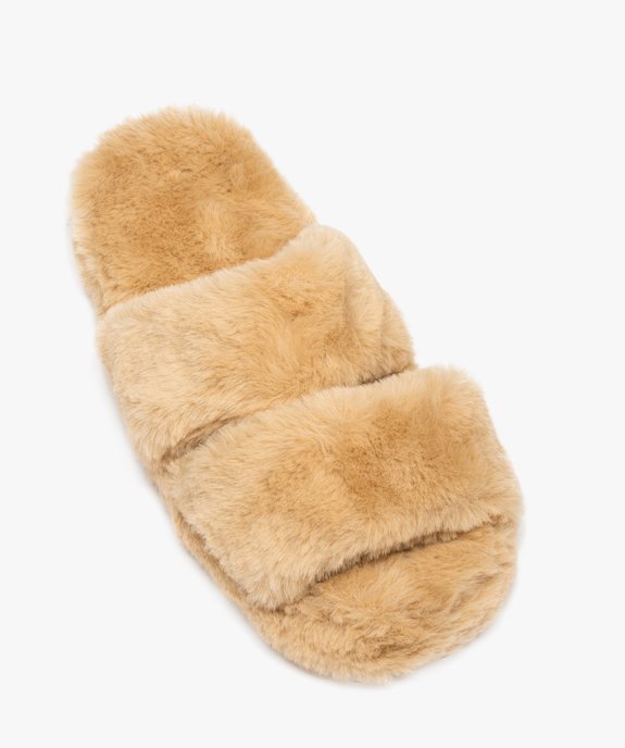 Chaussons femme mules plates en textile peluche vue5 - GEMO(HOMWR FEM) - GEMO