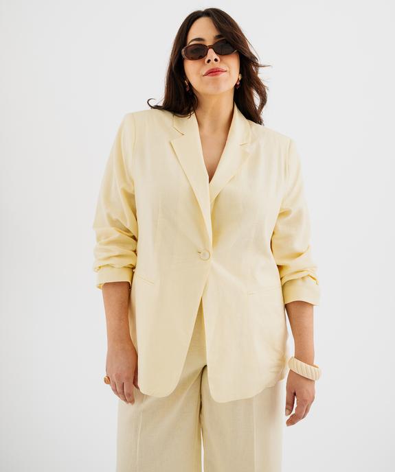 Veste blazer en viscose et lin femme grande taille vue1 - GEMO 4G GT - GEMO