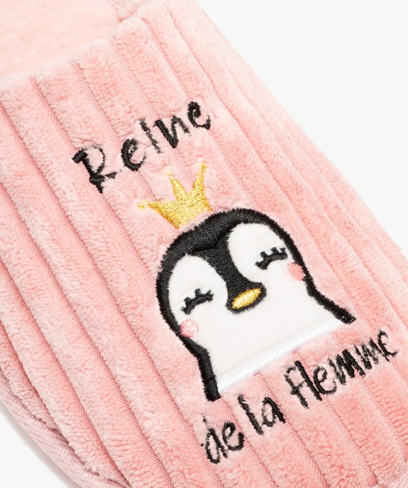 Chaussons femme mules en velours côtelé dessus fantaisie vue6 - GEMO(HOMWR FEM) - GEMO