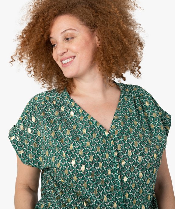 Blouse femme à manches courtes imprimée avec boutons vue2 - GEMO (G TAILLE) - GEMO