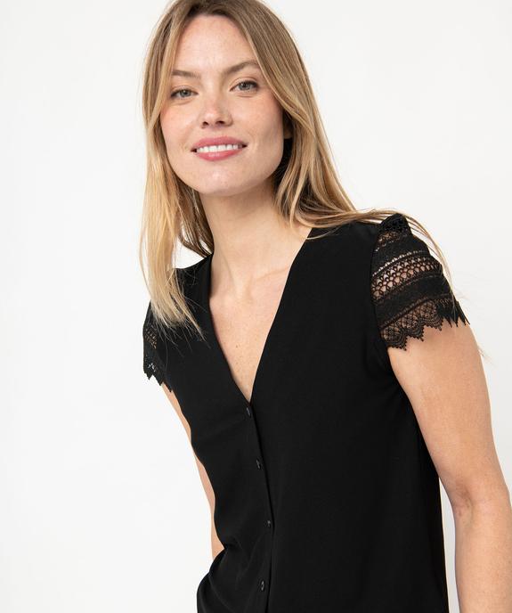Tee-shirt boutonné à manches courtes en dentelle femme vue2 - GEMO(FEMME PAP) - GEMO