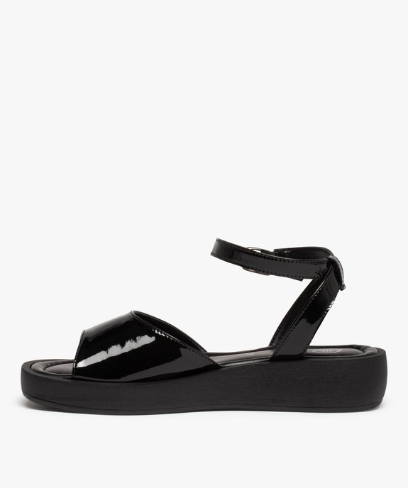 Sandales femme à talon plat unies et vernies vue3 - GEMO (CASUAL) - GEMO