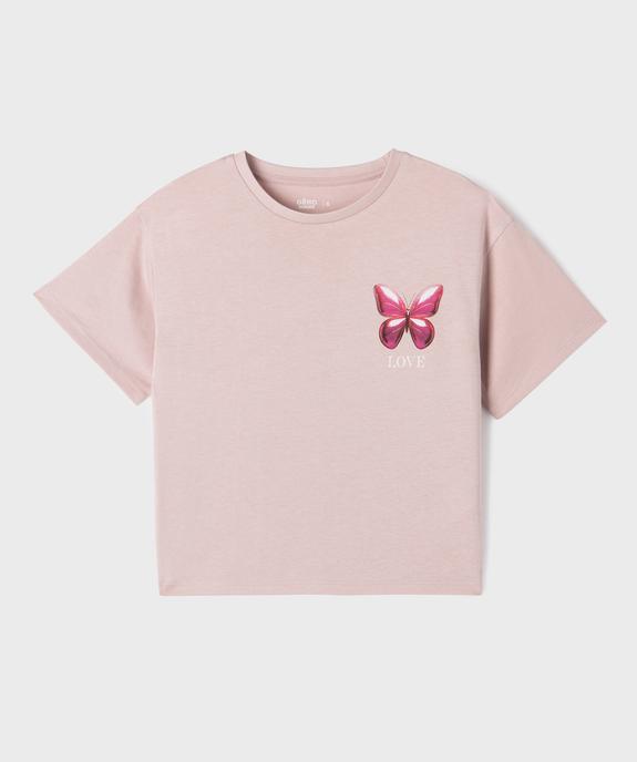 Tee-shirt manches courtes avec motif girly fille vue1 - GEMO 4G FILLE - GEMO
