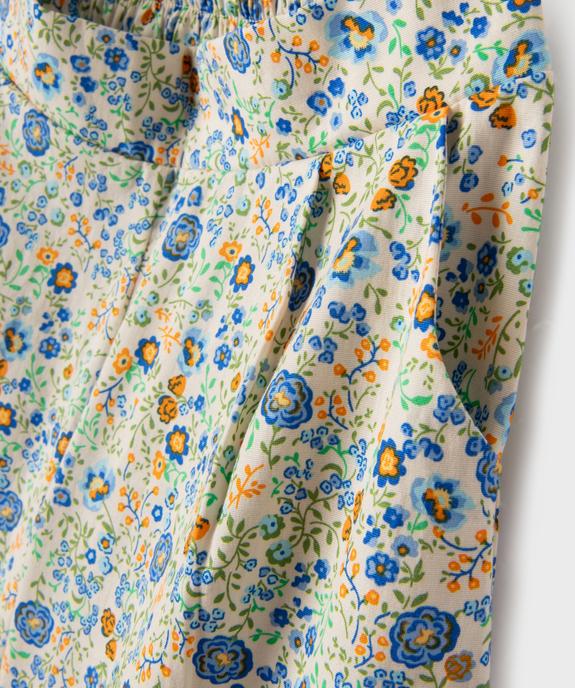 Pantalon extra large à motifs fleuris fille vue2 - GEMO (ENFANT) - GEMO