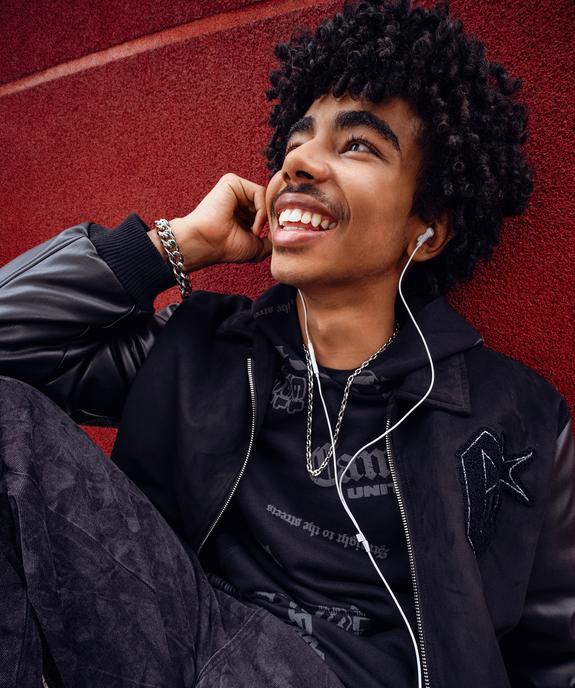 Blouson bi-matières avec motif poitrine et dos garçon - Camps United vue3 - CAMPS - GEMO