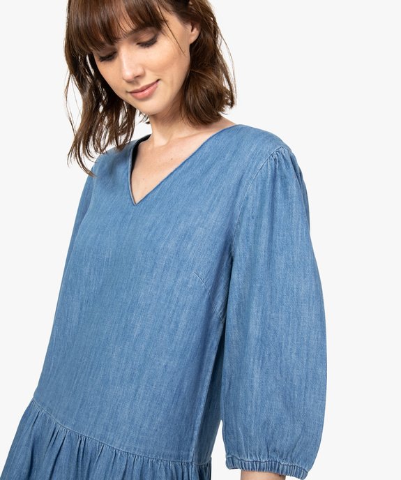 Robe femme en jean à manches longues vue2 - GEMO(FEMME PAP) - GEMO