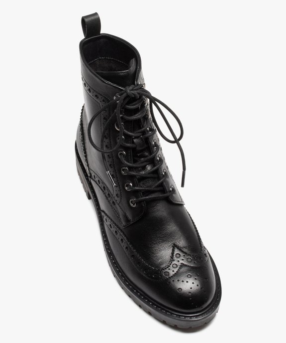 Boots femme dessus en cuir uni à bout fleuri  vue5 - GEMO (CASUAL) - GEMO