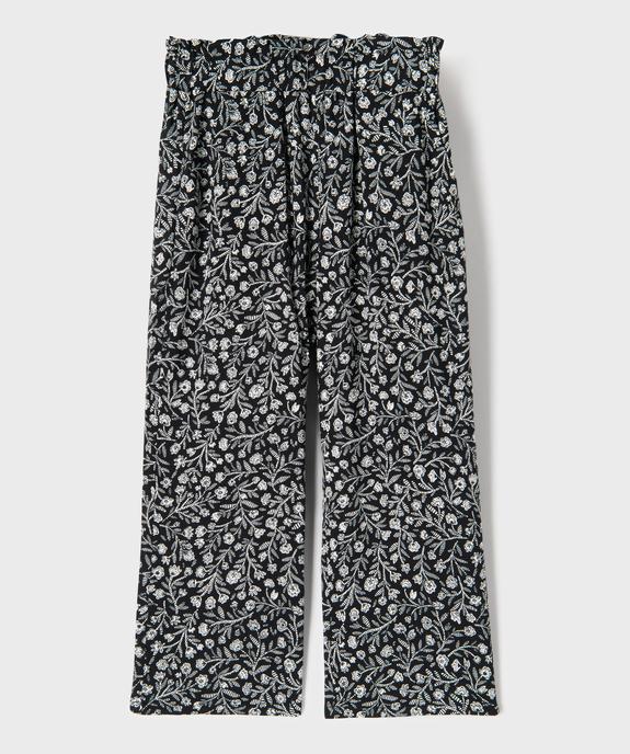 Pantalon fluide à motifs fleuris avec taille ajustable fille vue2 - GEMO 4G FILLE - GEMO