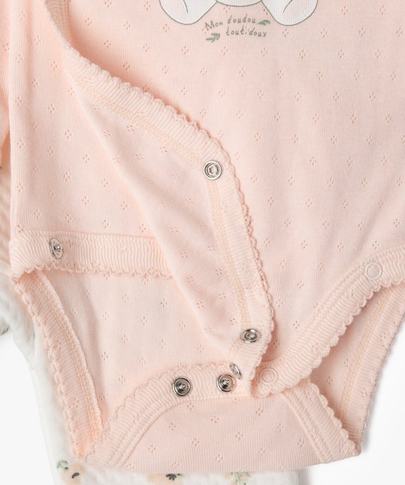Ensemble 3 pièces pyjama + body manches longues + bavoir bébé vue3 - GEMO(BB COUCHE) - GEMO
