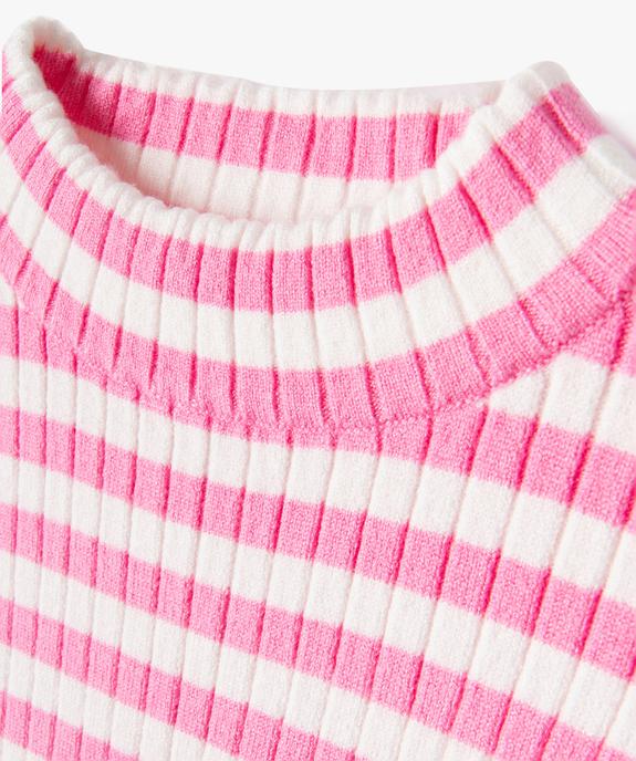 Pull rayé en maille côtelée fille - GEMO (ENFANT) Pull rayé en maille côtelée fille vue3 - GEMO (ENFANT) - GEMO