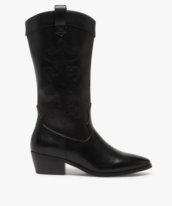 Bottes femme esprit santiags avec tige brodée vue1 - GEMO (CASUAL) - GEMO