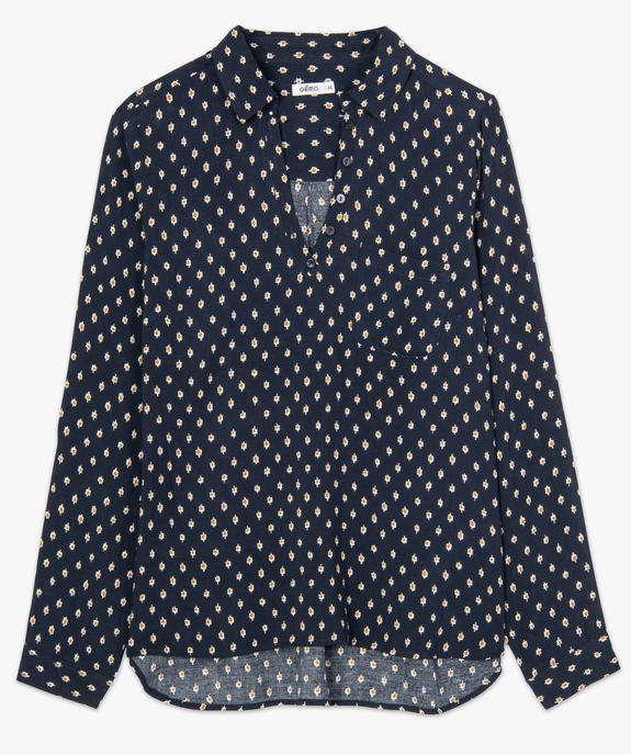 Blouse femme fluide à motifs et col v à boutons vue4 - GEMO(FEMME PAP) - GEMO