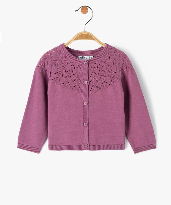 Gilet bébé fille en maille fantaisie vue1 - GEMO(BEBE DEBT) - GEMO