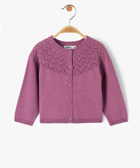 Gilet bebe fille en maille fantaisie violet GEMO