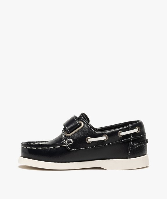 Chaussures bateau garçon dessus cuir à fermeture scratch vue3 - GEMO (ENFANT) - GEMO