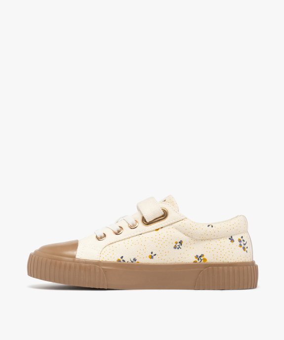 Baskets fille en toile fleurie avec scratch et semelle épaisse contrastante vue4 - LOVELY WINGS GEMO FOR GOOD - GEMO