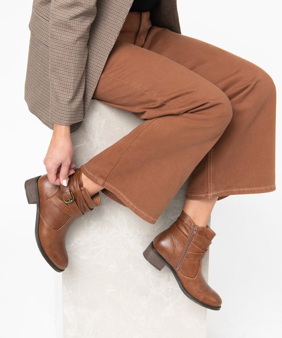 Boots femme unies avec tige drapée et bride décorative vue1 - GEMO (CASUAL) - GEMO