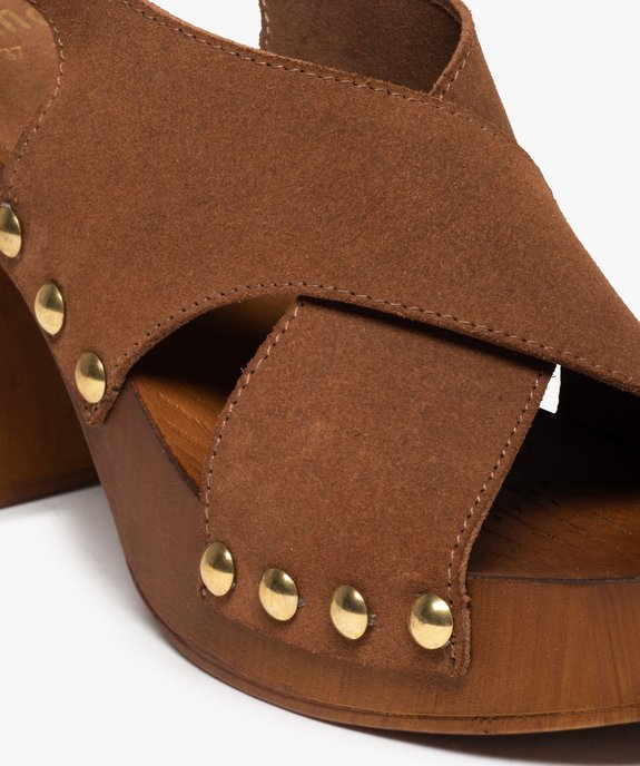 Sandales femme style sabots à talon dessus cuir clouté vue6 - GEMO(URBAIN) - GEMO