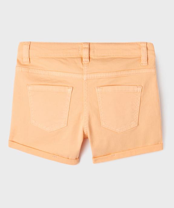 Short en coton stretch avec revers fille vue3 - GEMO (JUNIOR) - GEMO