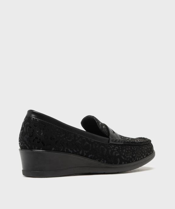 Mocassins confort en suédine à talon compensé femme - g'flex vue4 - G'FLEX - GEMO