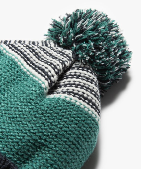 Bonnet garçon doublé polaire à pompon vue2 - GEMO (ENFANT) - GEMO