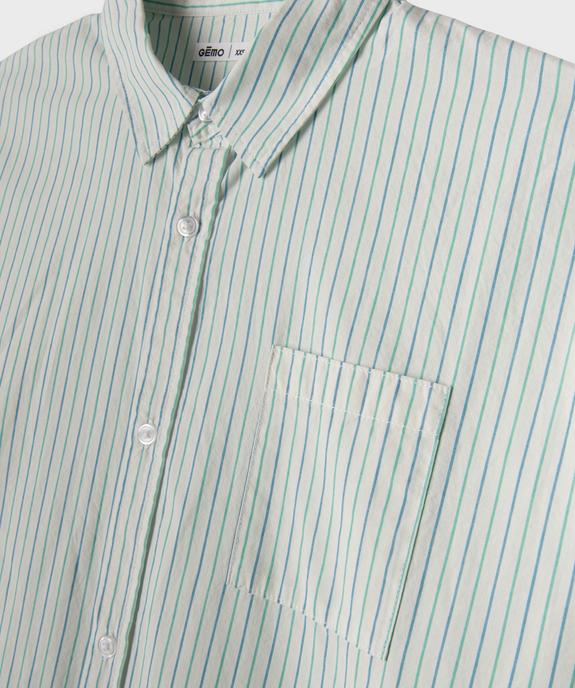 Chemise manches longues rayée en coton fille vue2 - GEMO (JUNIOR) - GEMO