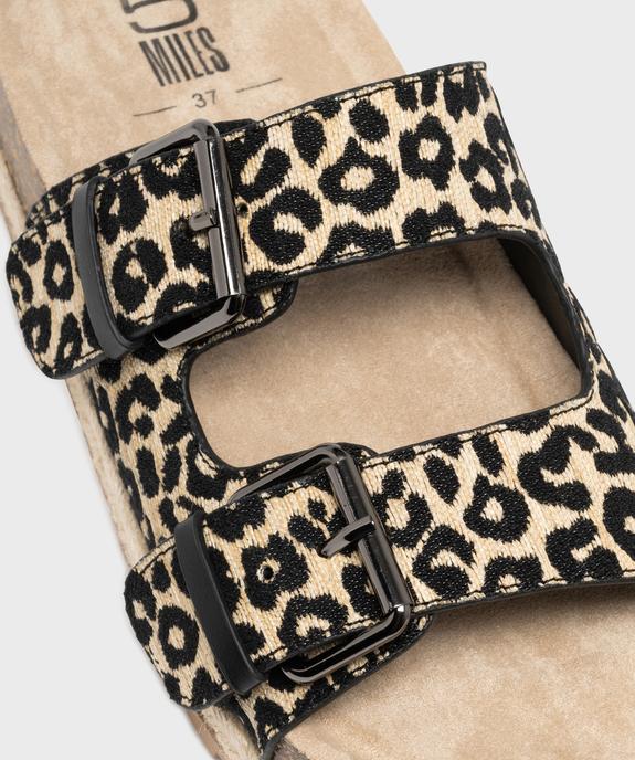 Mules double bride en textile à motif léopard avec semelle plateforme femme - 5 Miles vue6 - 5 MILES - GEMO