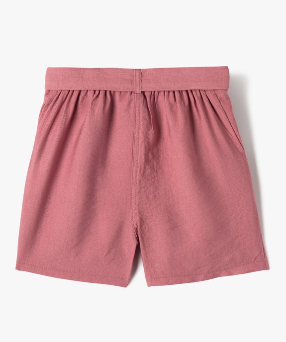 Short en viscose avec ceinture à boucle fille vue3 - GEMO (ENFANT) - GEMO