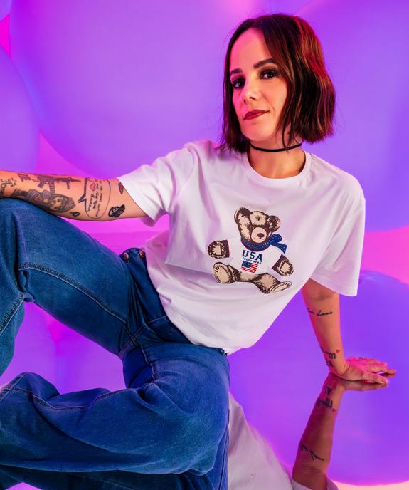 Tee-shirt à manches courtes en jersey de coton imprimé mixte  - LuluCastagnette et Alizée vue1 - LULU CASTAGNETTE G4G D - GEMO