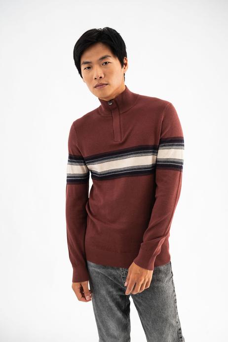 Pull en coton côtelé avec col camionneur homme vue1 - GEMO 4G HOMME - GEMO
