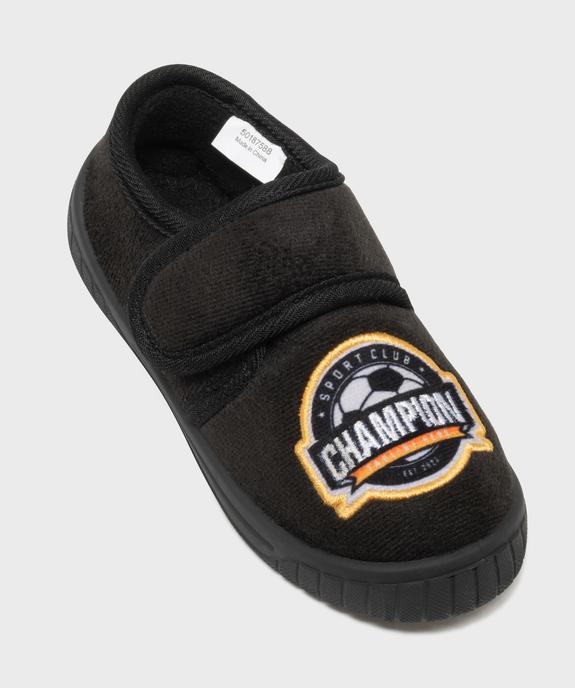 Chaussons en velours à scratch imprimé football garçon vue5 - GEMO (ENFANT) - GEMO