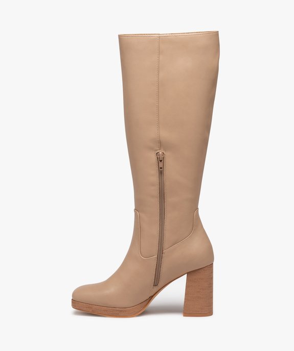 Bottes femme unies à talon haut et à bout carré vue3 - GEMO(URBAIN) - GEMO