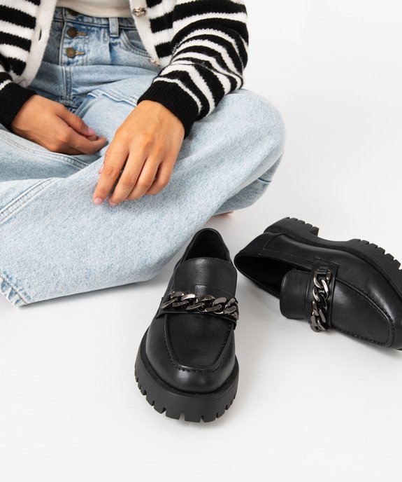 Mocassins femme unis à semelle crantée débordante vue1 - GEMO (CASUAL) - GEMO