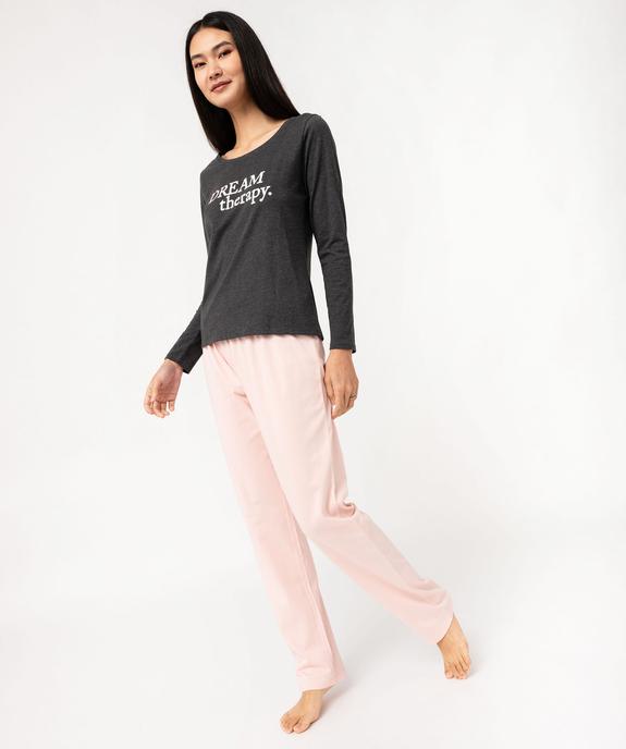 Pyjama bicolore avec motif femme vue2 - GEMO 4G FEMME - GEMO