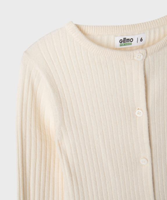 Gilet en maille côtelée coupe ajustée fille vue5 - GEMO 4G FILLE - GEMO