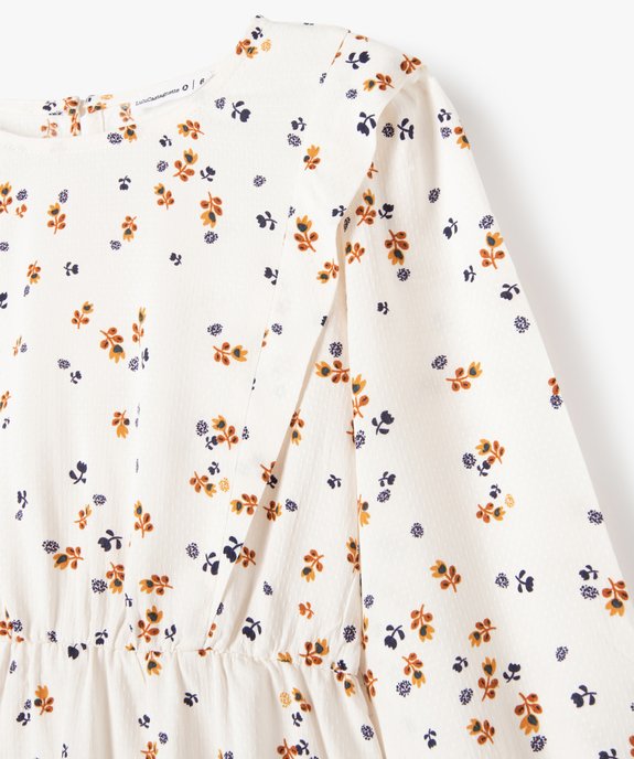 Robe de cérémonie manches longues fleurie fille - LuluCastagnette vue3 - LULUCASTAGNETTE - GEMO
