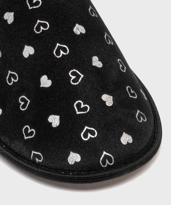 Chaussons mules en velours à motif cœurs brillants femme vue6 - GEMO 4G FEMME - GEMO