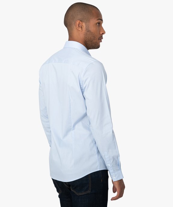 Chemise unie coupe slim en coton stretch homme vue3 - GEMO 4G HOMME - GEMO
