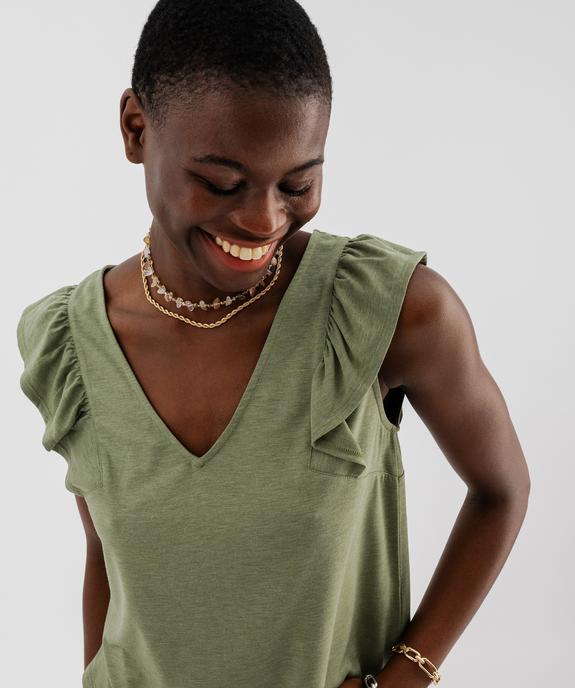 Tee-shirt sans manches pailleté et volanté femme vue2 - GEMO(FEMME PAP) - GEMO