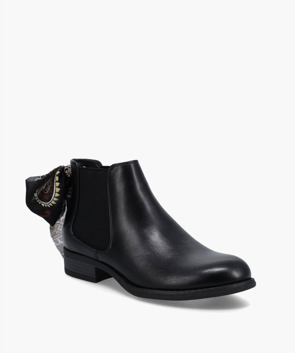 Boots femme style Chelsea à talon plat et nœud foulard vue3 - GEMO (CASUAL) - GEMO