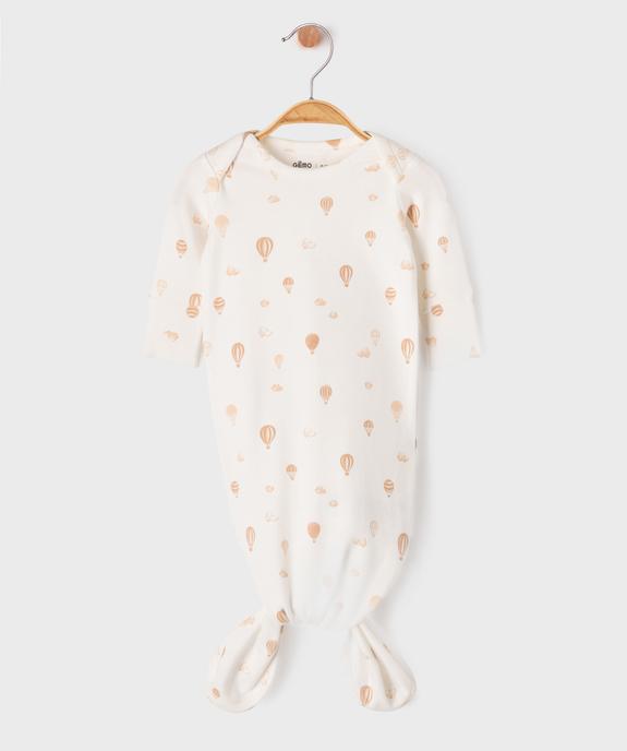 Body combinaison à nouer avec manchettes rabattables bébé vue1 - GEMO 4G BEBE - GEMO