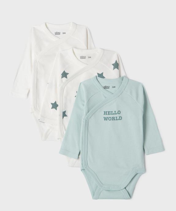 Body manches longues fermeture devant bébé (lot de 3) - GEMO 4G BEBE Body manches longues fermeture devant bébé (lot de 3) vue1 - GEMO 4G BEBE - GEMO