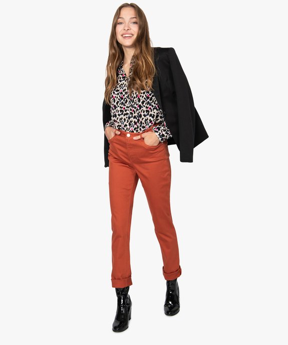 Pantalon femme regular taille haute en stretch vue5 - GEMO(FEMME PAP) - GEMO