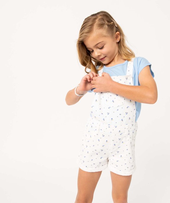 Salopette fille courte à motifs fleuris vue1 - GEMO 4G FILLE - GEMO