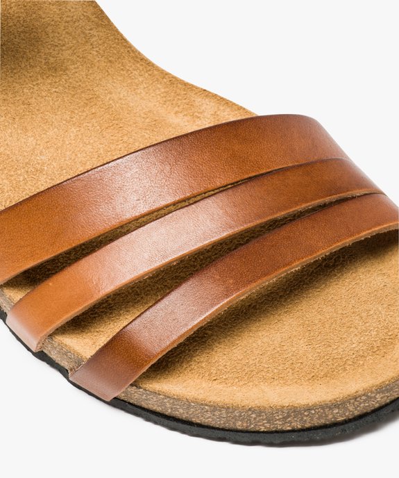 Sandales femme à brides en cuir et talon compensé vue6 - GEMO(URBAIN) - GEMO