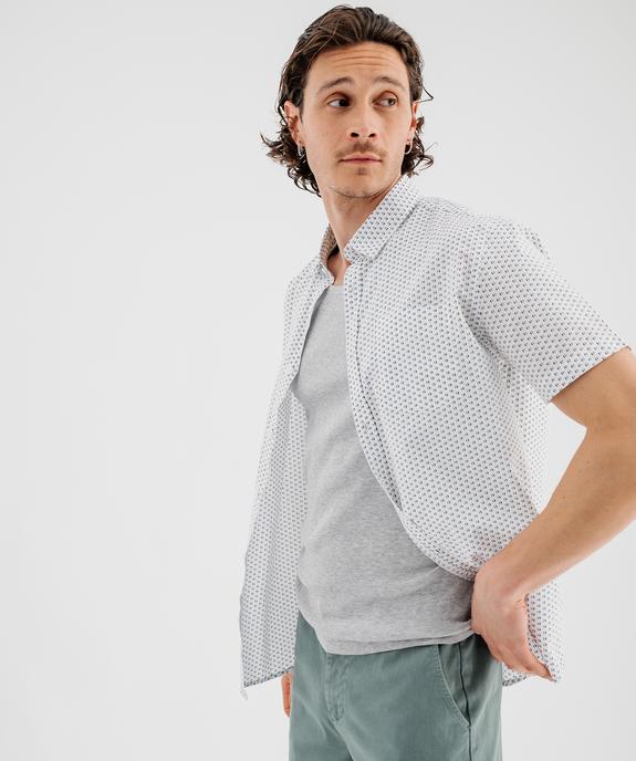 Chemise manches courtes coupe droite à micro-motifs homme vue1 - GEMO 4G HOMME - GEMO