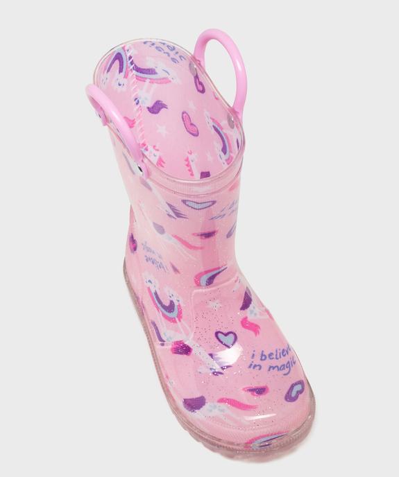 Bottes de pluie imperméables à motifs fantaisie, paillettes et semelle crantée fille - Lovely Wings vue5 - LOVELY WINGS - GEMO