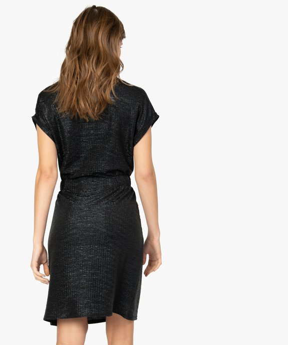Robe femme à manches courtes en matière pailletée vue3 - GEMO(FEMME PAP) - GEMO